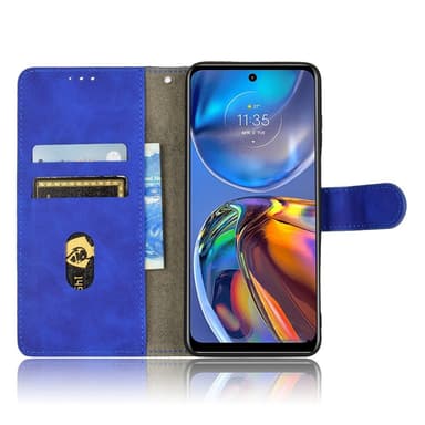 SKALO Motorola Moto E32/E32s Matt PU Nahka lompakkokotelo - Sininen