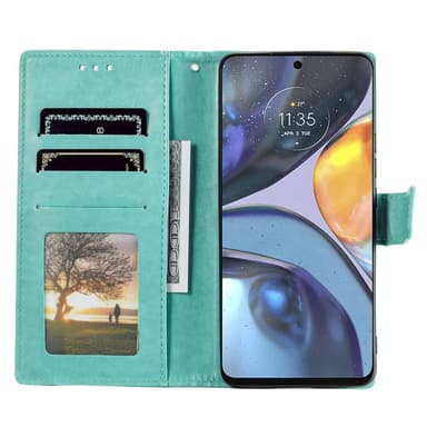 SKALO Motorola Moto G22 Mandala lompakkokotelo - Turkoosi