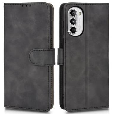 SKALO Motorola Moto G52 Matt PU Nahka lompakkokotelo - Musta