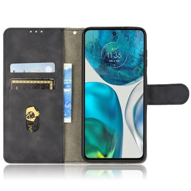 SKALO Motorola Moto G52 Matt PU Nahka lompakkokotelo - Musta