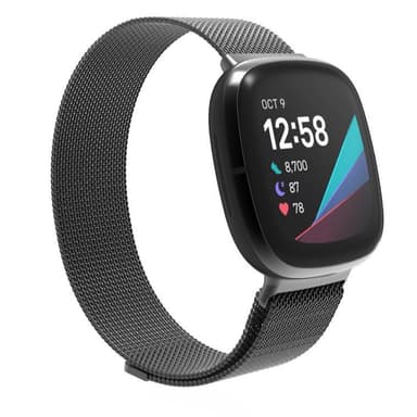 SKALO Milanese Loop to Fitbit Sense - Musta