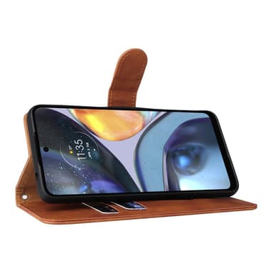 SKALO Motorola Moto G22 Matt PU Nahka lompakkokotelo - Ruskea
