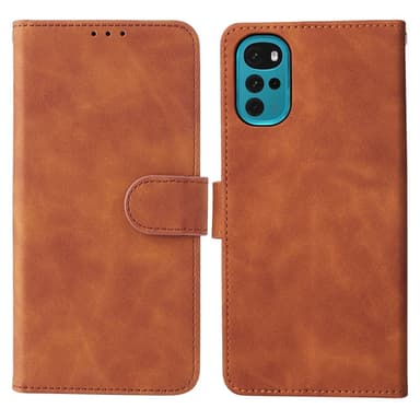 SKALO Motorola Moto G22 Matt PU Nahka lompakkokotelo - Ruskea