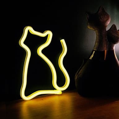 Neon-kyltti - Keltainen kissa