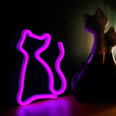 Neon-kyltti - Liila kissa
