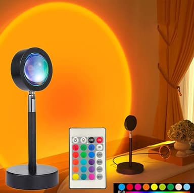 INF Pöytävalaisin ""Sunset"" 16 RGB värillä kaukosäädin Musta