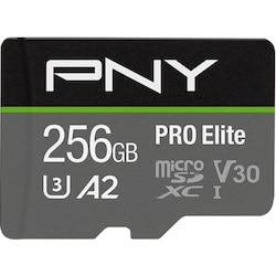 PNY PRO Elite microSD Flash Memory Card Class 10 UHS-I, U3, A2, V30 - 256GB