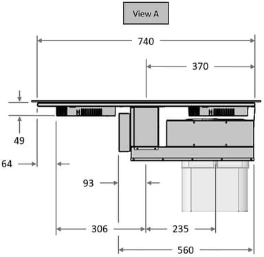 Witt induktiotaso integroidulla liesituulettimella WEP78FS2W