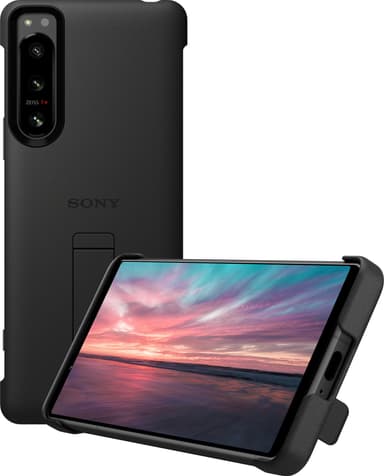 Sony Xperia 5 IV Style suojakuori jalustalla (musta)