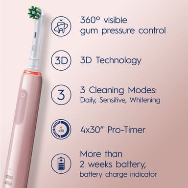 Oral-B Pro3 3400N sähköhammasharja 760093 (Pink Sensi)