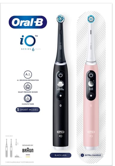 Oral-B iO 6s sähköhammasharja 448877 tuplapakkaus (musta/pinkki)