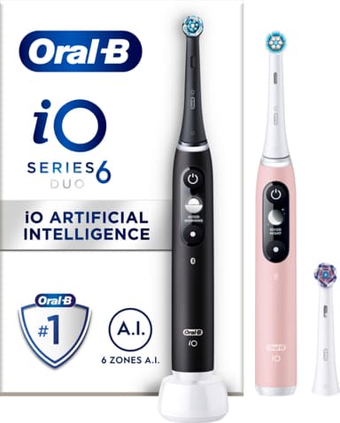 Oral-B iO 6s sähköhammasharja 448877 tuplapakkaus (musta/pinkki)