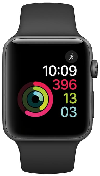 Apple Watch Series 2 42 mm (harmaa/musta ranneke)