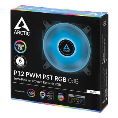 ARCTIC P12 PWM PST RGB 0dB Tietokonekotelo Tuuletin 12 cm Musta, Valkoinen 1 kpl