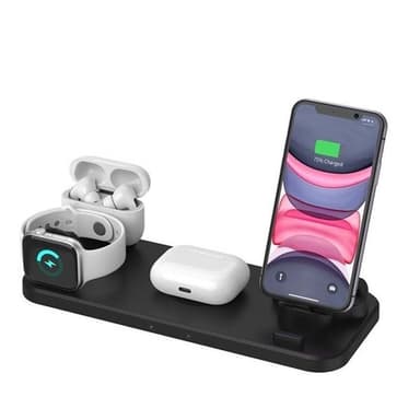 3in1 Latausasema Apple Airpods, Watch & iPhone Musta