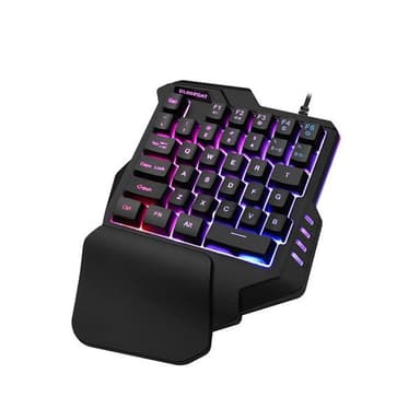 Yhden käden pelinäppäimistö valaistuksella - 7 RGB väriä