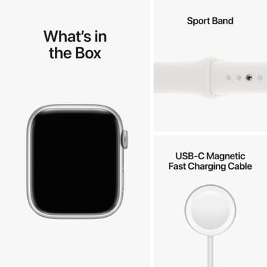 Apple Watch Series 8 45mm GPS (hopea alu. / valk. Sport-ranneke)