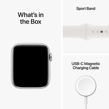 Apple Watch SE 2nd Gen 44 mm LTE (hopea alu./valk. Sport-ranneke)