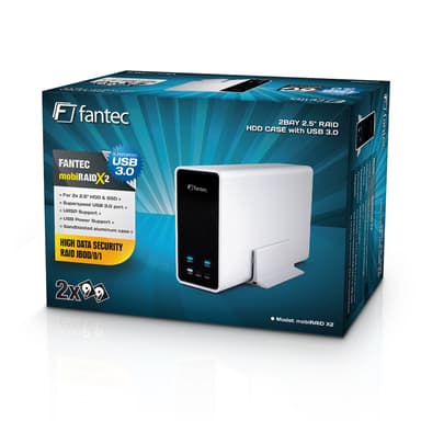 Fantec mobiRAID X2 HDD-/SSD-kotelo Valkoinen 2.5"