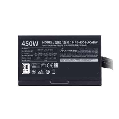Cooler Master MWE 450 White 230V - V2 virtalähdeyksikkö 450 W 24-pin ATX ATX Musta