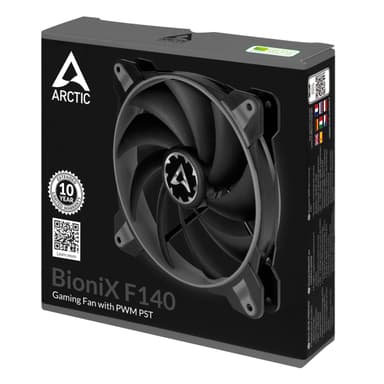 ARCTIC BioniX F140 Tietokonekotelo Tuuletin 14 cm Musta, Harmaa