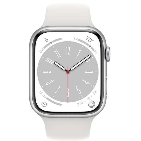 Apple Watch Series 8 45mm Cellular (hopea alu. / valk. Sport-ranneke)