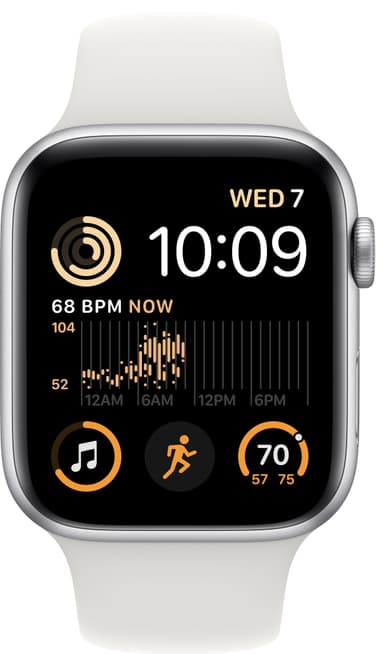 Apple Watch SE 2nd Gen 44 mm GPS (hopea alu./valk. Sport-ranneke)