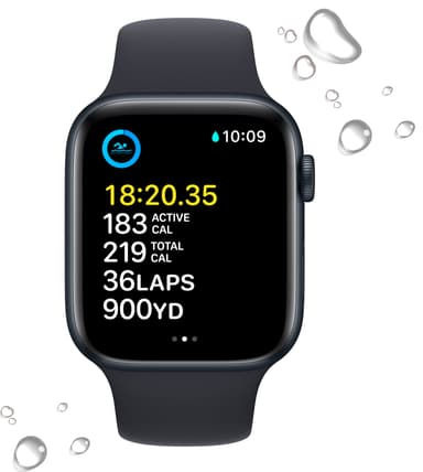 Apple Watch SE 2nd Gen 44 mm GPS (keskiyöns. alu./keskiyöns. Sport)