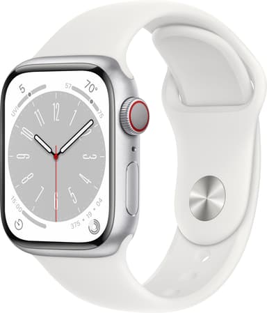 Apple Watch Series 8 41mm Cellular (hopea alu. / valk. Sport-ranneke)