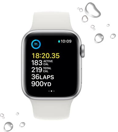 Apple Watch SE 2nd Gen 40 mm LTE (hopea alu./valk. Sport-ranneke)