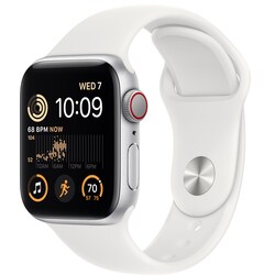 Apple Watch SE 2nd Gen 40 mm LTE (hopea alu./valk. Sport-ranneke)