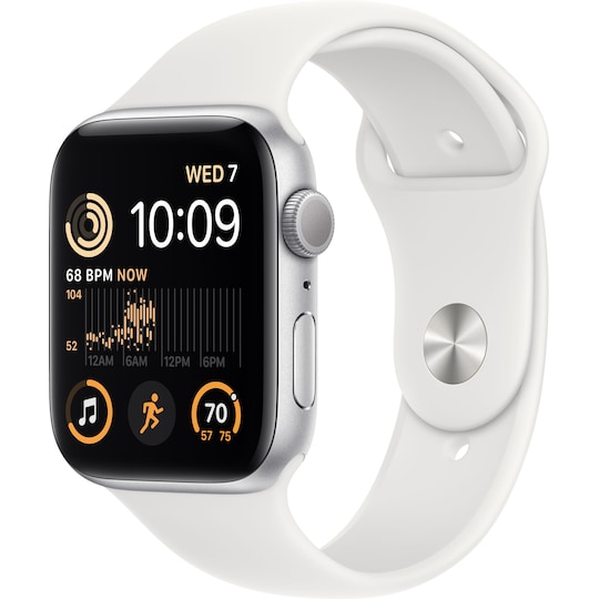 Apple Watch SE 2nd Gen 44 mm GPS (hopea alu./valk. Sport-ranneke)