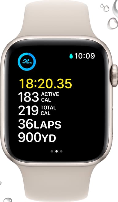 Apple Watch SE 2nd Gen 44 mm GPS (tähtiv. alu./tähtiv. Sport-ranneke)