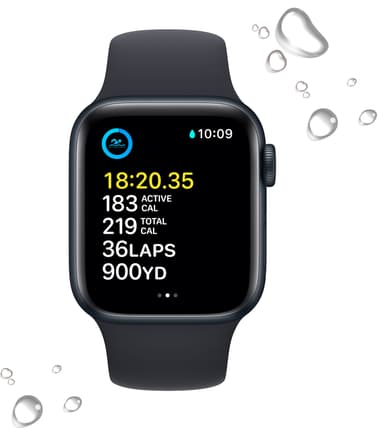 Apple Watch SE 2nd Gen 40 mm GPS (keskiyöns. alu./kesk. Sport-ranneke)