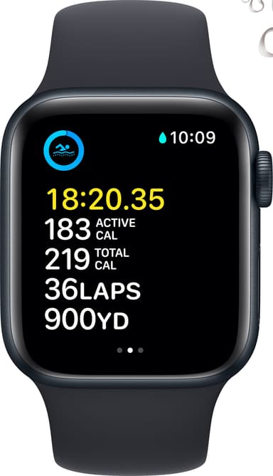 Apple Watch SE 2nd Gen 40 mm LTE (keskiyöns. alu./kesk. Sport-ranneke)