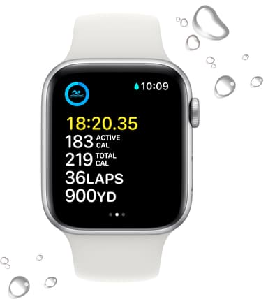 Apple Watch SE 2nd Gen 44 mm LTE (hopea alu./valk. Sport-ranneke)