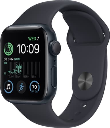 Apple Watch SE 2nd Gen 40 mm GPS (keskiyöns. alu./kesk. Sport-ranneke)