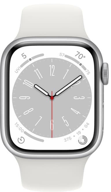 Apple Watch Series 8 41mm GPS (hopea alu. / valkoinen Sport-ranneke)