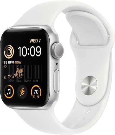 Apple Watch SE 2nd Gen 40 mm GPS (hopea alu./valk. Sport-ranneke)