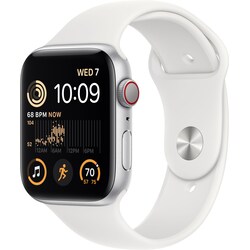 Apple Watch SE 2nd Gen 44 mm LTE (hopea alu./valk. Sport-ranneke)