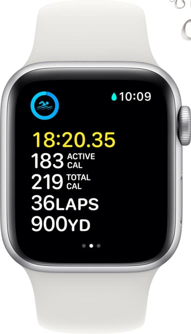 Apple Watch SE 2nd Gen 40 mm GPS (hopea alu./valk. Sport-ranneke)