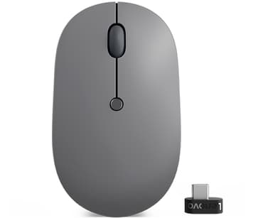 Lenovo Go, Molempikätinen, Optinen, Langaton RF, 2400 DPI, Musta, Harmaa