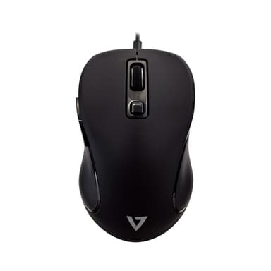 V7 MU300, Molempikätinen, USB A-tyyppi, 1600 DPI, Musta