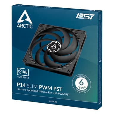 ARCTIC P14 Slim PWM PST Tietokonekotelo Tuuletin 14 cm Musta 1 kpl