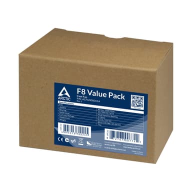 ARCTIC F8 Value Pack Tietokonekotelo Tuuletin 8 cm Musta, Valkoinen