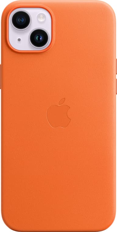 iPhone 14 Plus nahkainen suojakuori (oranssi)