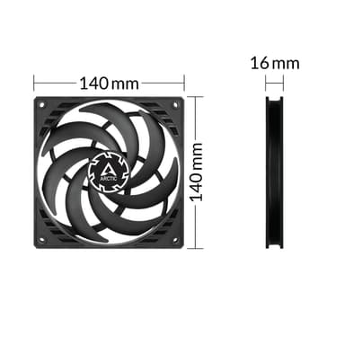 ARCTIC P14 Slim PWM PST Tietokonekotelo Tuuletin 14 cm Musta 1 kpl