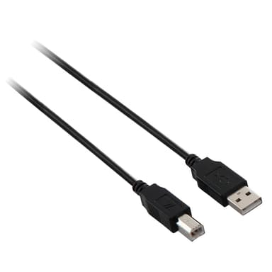 V7 V7E2USB2AB-1.8M, 1,8 m, USB A, USB B, USB 2.0, Hane/Hane, Svart