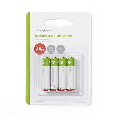 Nedis Ladattava Ni-MH-Akku AAA | 1.2 V DC | 950 mAh | Esiladattu | 4 - Läpipainopakkaus