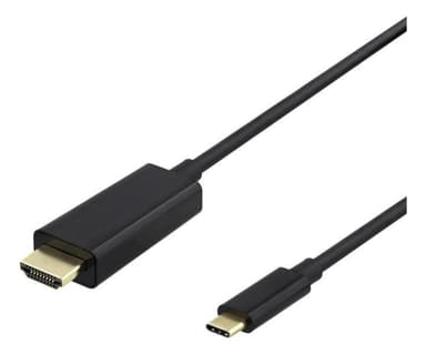 DELTACO USB-C - HDMI-kaapeli, 2m, 4K, HDCP 2,2, 3D, musta